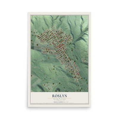 Map of Roslyn, Washington, 12 x 18 inch unframed archival matte print
