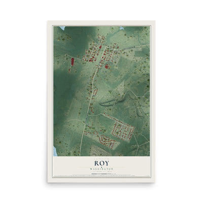 Map of Roy, Washington, 12 x 18 inch unframed archival matte print
