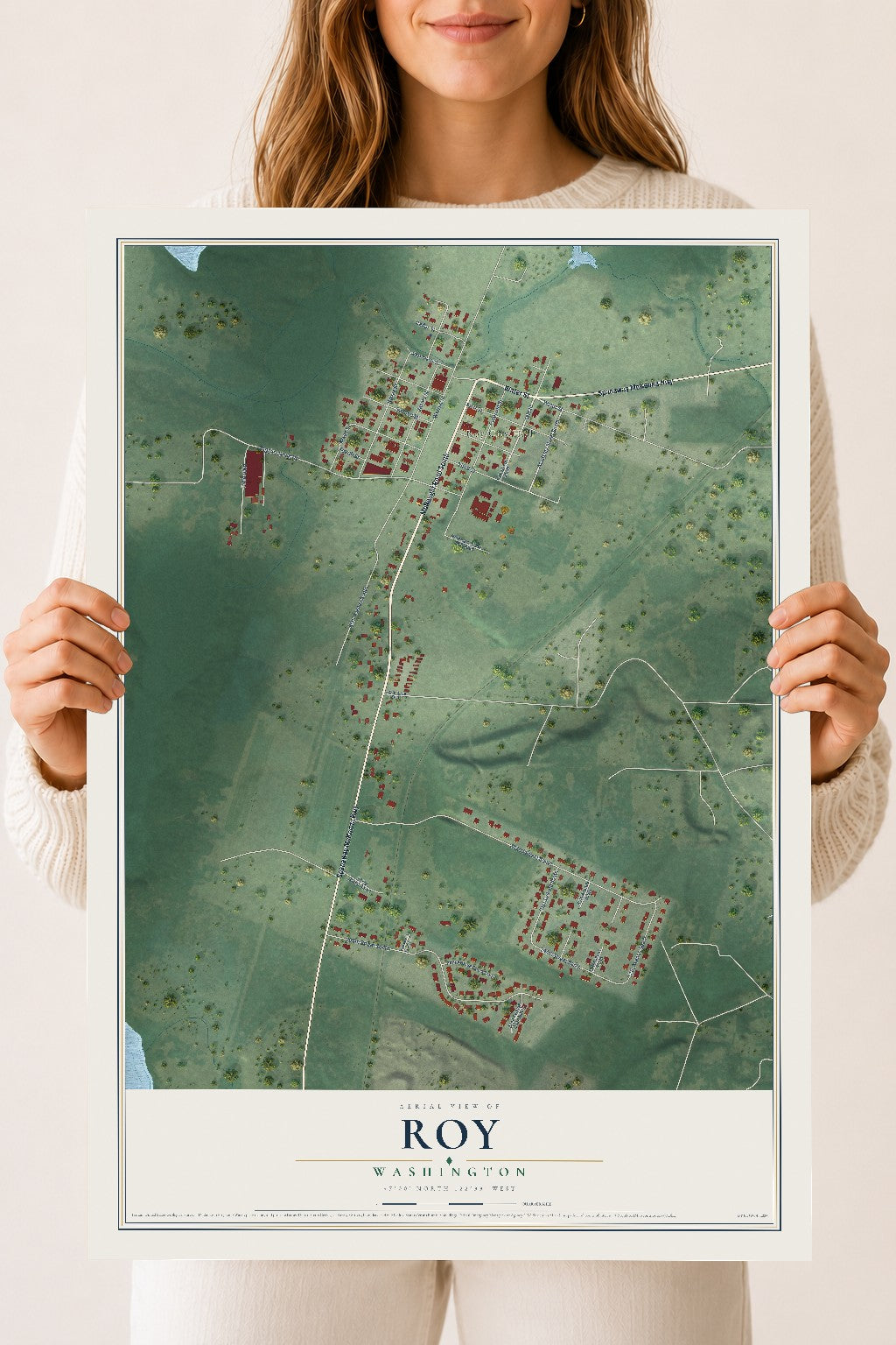 Map of Roy, Washington, 18 x 24 inch unframed archival matte print
