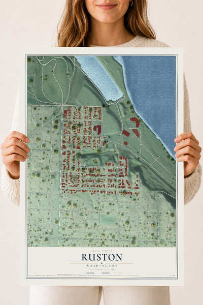 Map of Ruston, Washington, 18 x 24 inch unframed archival matte print