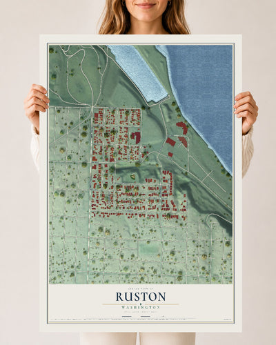 Map of Ruston, Washington, 24 x 36 inch unframed archival matte print