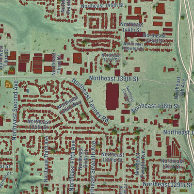 Second close-up of the map of Salmon Creek, Washington print showing more streets and buildings