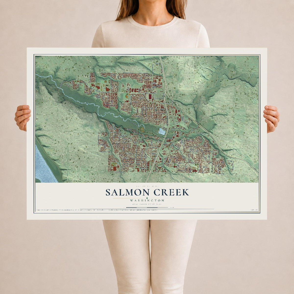 Map of Salmon Creek, Washington, 24 x 36 inch unframed archival matte print