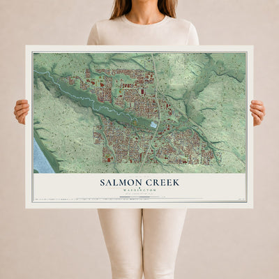 Map of Salmon Creek, Washington, 24 x 36 inch unframed archival matte print