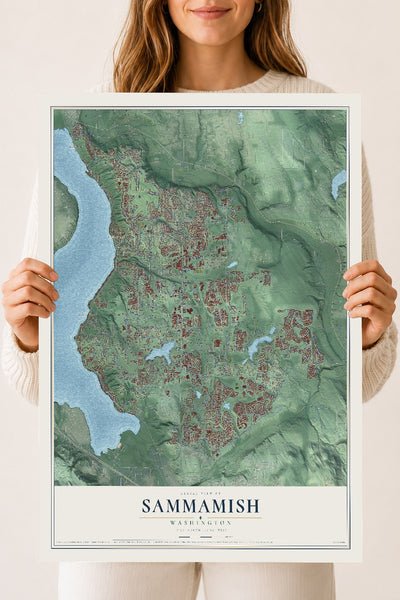 Map of Sammamish, Washington, 18 x 24 inch unframed archival matte print