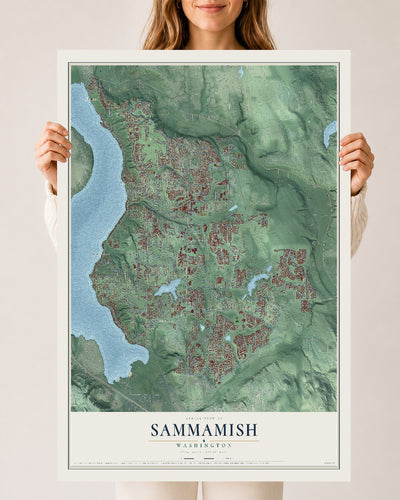 Map of Sammamish, Washington, 24 x 36 inch unframed archival matte print