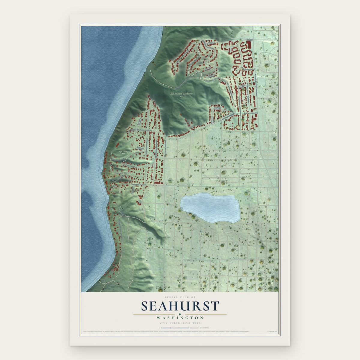 Seahurst, Washington map print, the full design