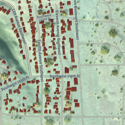 Close-up of the map of Seahurst, Washington print showing street and building detail