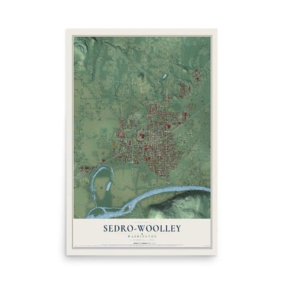 Map of Sedro-Woolley, Washington, 12 x 18 inch unframed archival matte print