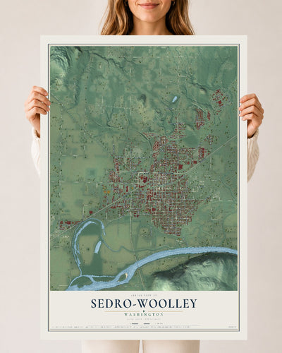 Map of Sedro-Woolley, Washington, 24 x 36 inch unframed archival matte print