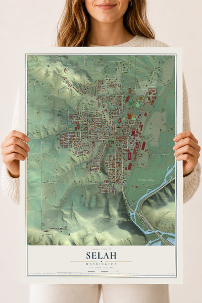 Map of Selah, Washington, 18 x 24 inch unframed archival matte print