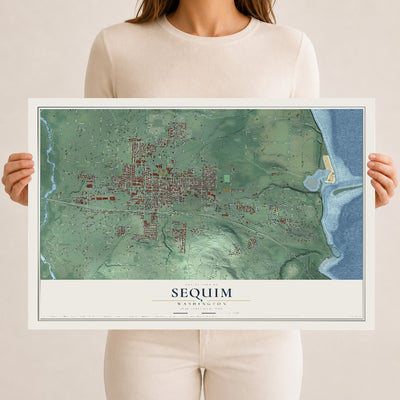 Map of Sequim, Washington, 12 x 18 inch unframed archival matte print