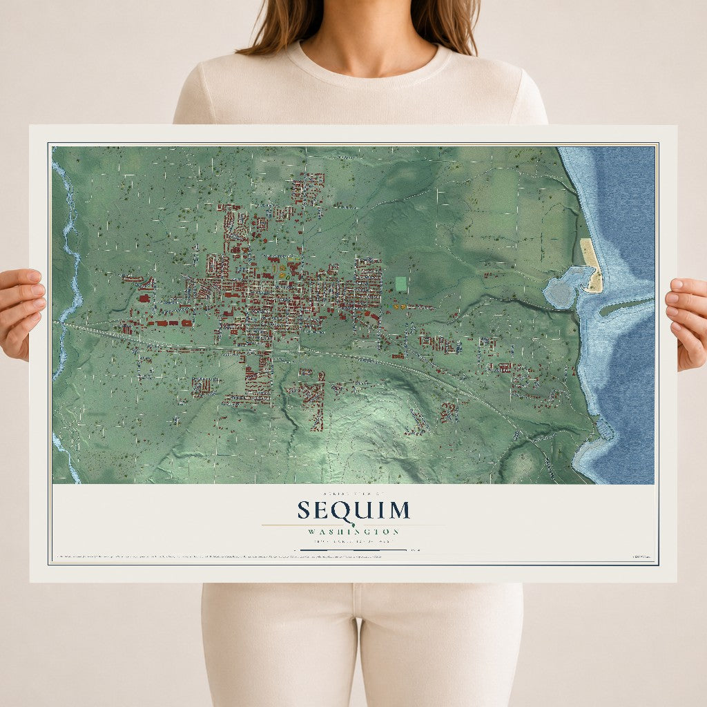 Map of Sequim, Washington, 18 x 24 inch unframed archival matte print