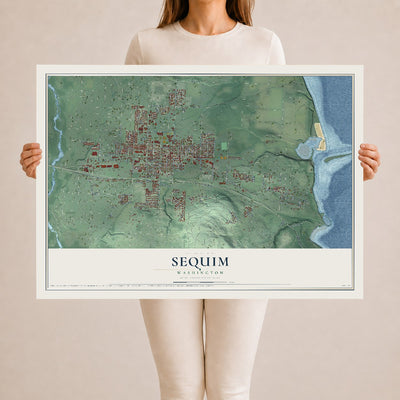 Map of Sequim, Washington, 24 x 36 inch unframed archival matte print