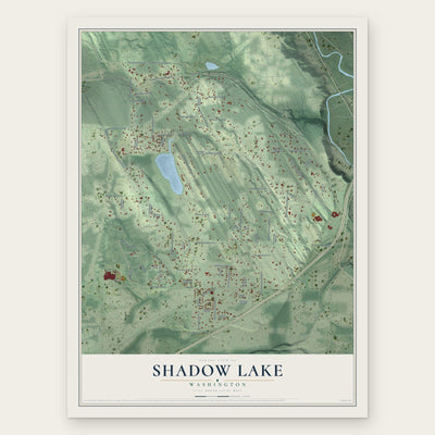 Shadow Lake, Washington map print, the full design