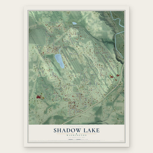 Shadow Lake, Washington map print, the full design
