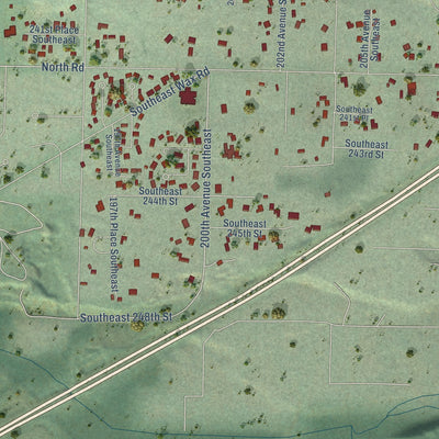 Close-up of the map of Shadow Lake, Washington print showing street and building detail