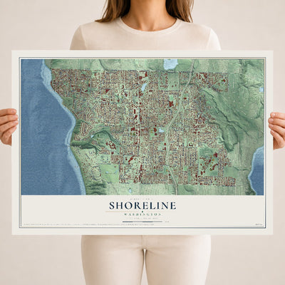 Map of Shoreline, Washington, 18 x 24 inch unframed archival matte print