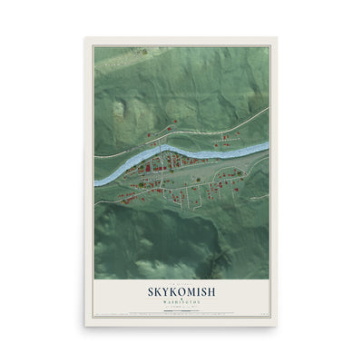 Map of Skykomish, Washington, 12 x 18 inch unframed archival matte print