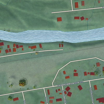 Second close-up of the map of Skykomish, Washington print showing more streets and buildings