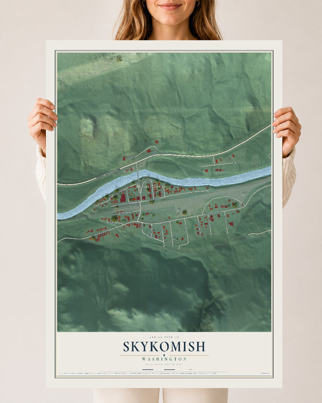 Map of Skykomish, Washington, 24 x 36 inch unframed archival matte print