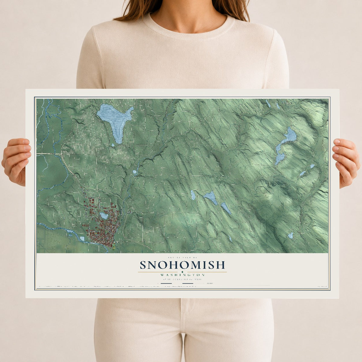 Map of Snohomish, Washington, 12 x 18 inch unframed archival matte print