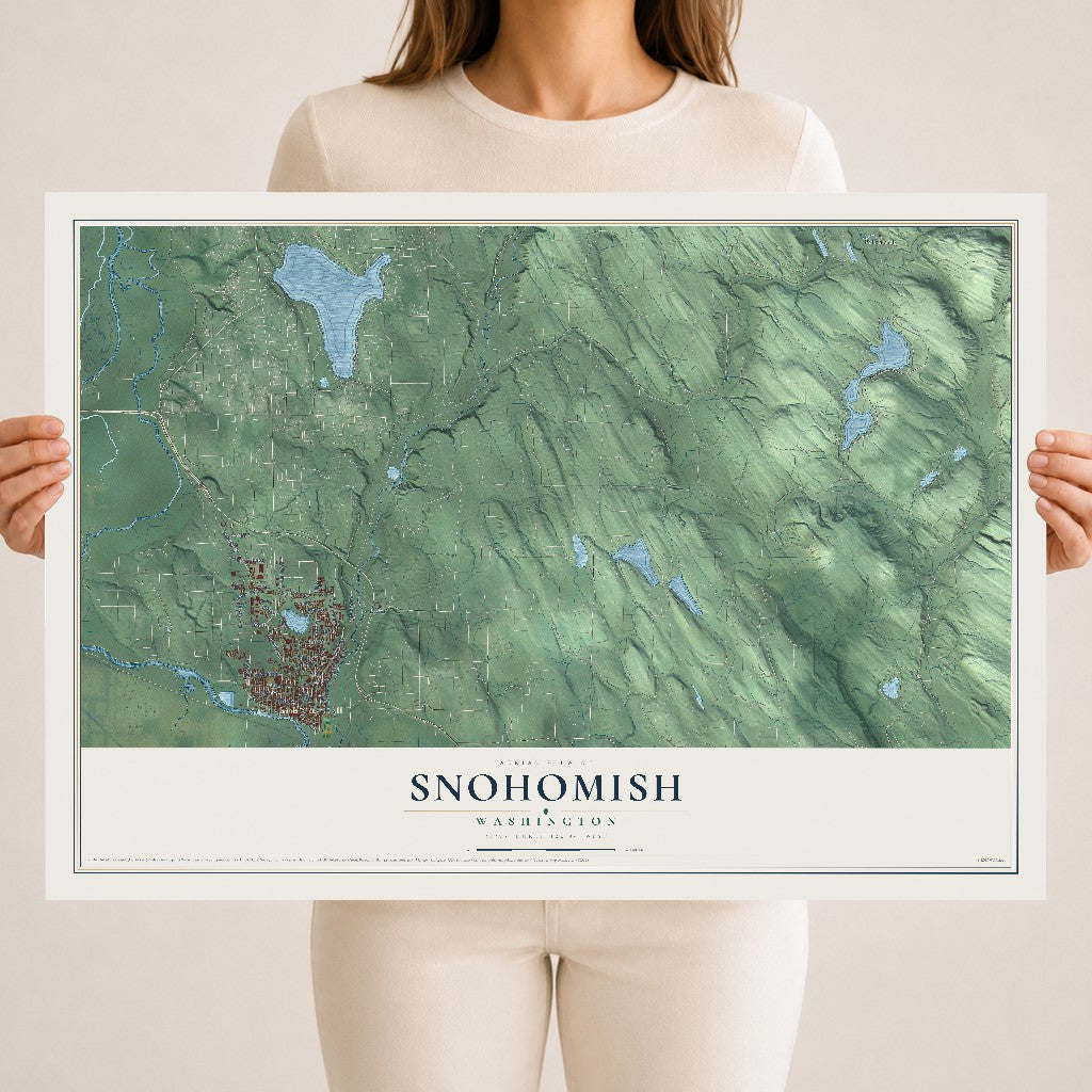 Map of Snohomish, Washington, 18 x 24 inch unframed archival matte print