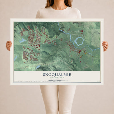 Map of Snoqualmie, Washington, 24 x 36 inch unframed archival matte print