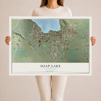 Map of Soap Lake, Washington, 24 x 36 inch unframed archival matte print