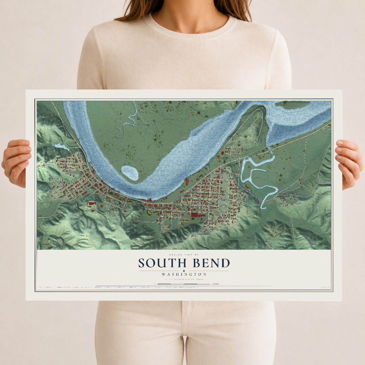 Map of South Bend, Washington, 12 x 18 inch unframed archival matte print