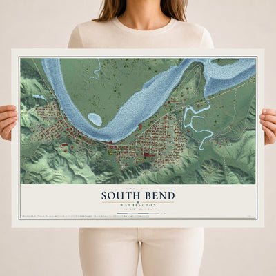Map of South Bend, Washington, 18 x 24 inch unframed archival matte print