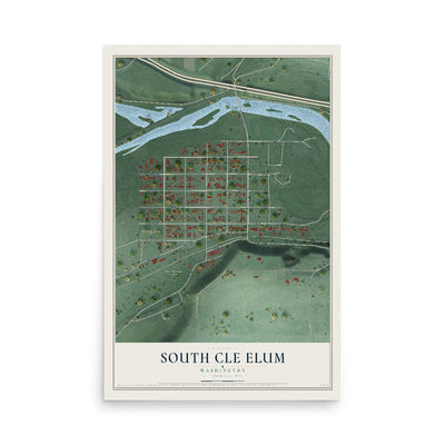 Map of South Cle Elum, Washington, 12 x 18 inch unframed archival matte print