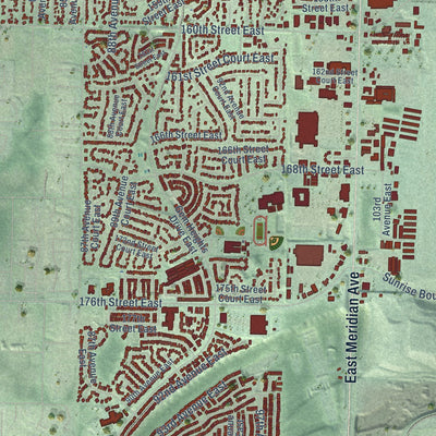 Second close-up of the map of South Hill, Washington print showing more streets and buildings