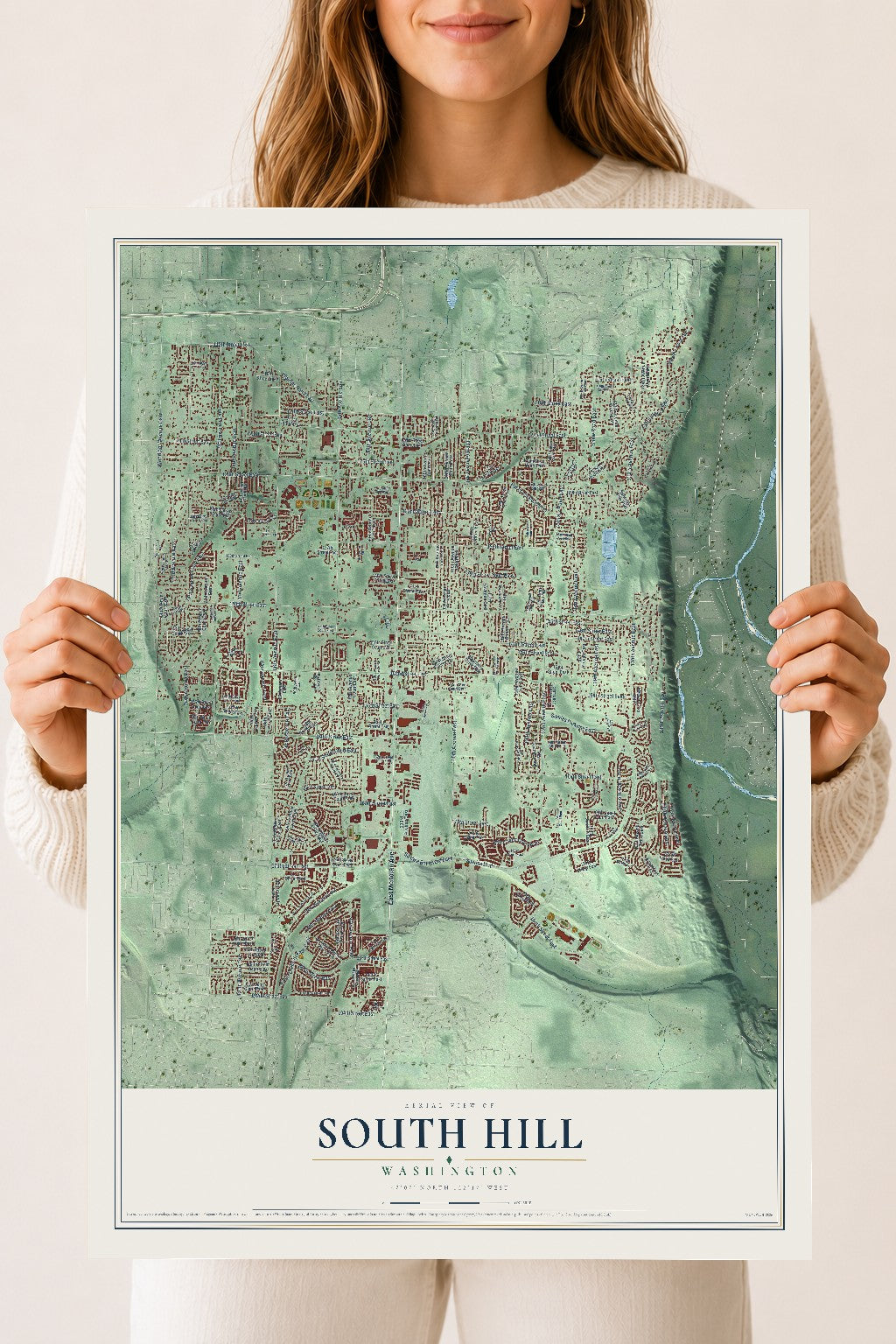 Map of South Hill, Washington, 18 x 24 inch unframed archival matte print