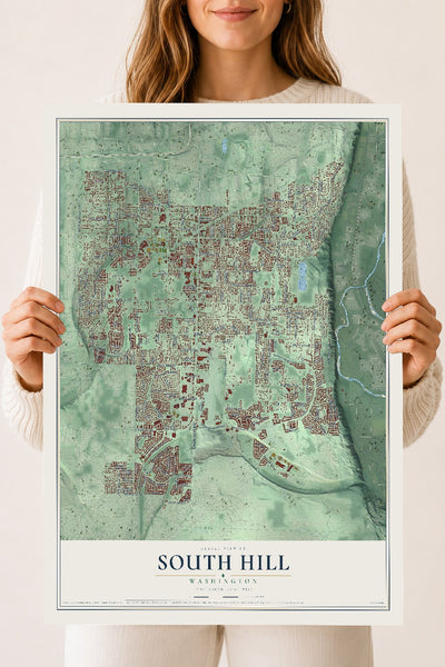 Map of South Hill, Washington, 18 x 24 inch unframed archival matte print