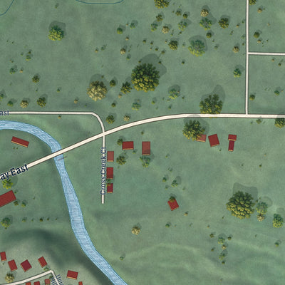 Second close-up of the map of South Prairie, Washington print showing more streets and buildings