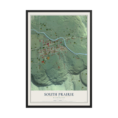 Map of South Prairie, Washington, 12 x 18 inch print in a black wood frame