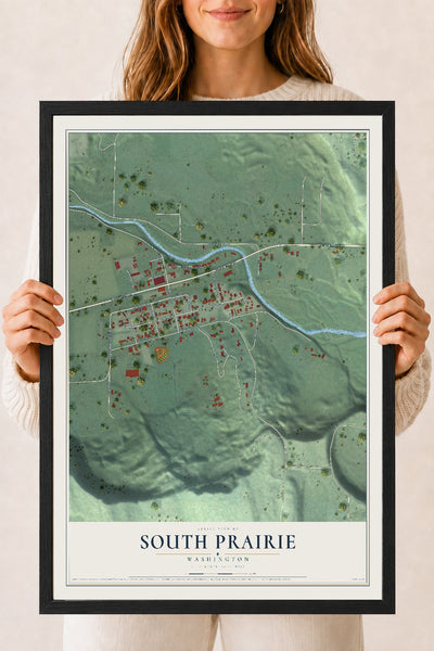 Map of South Prairie, Washington, 18 x 24 inch print in a black wood frame