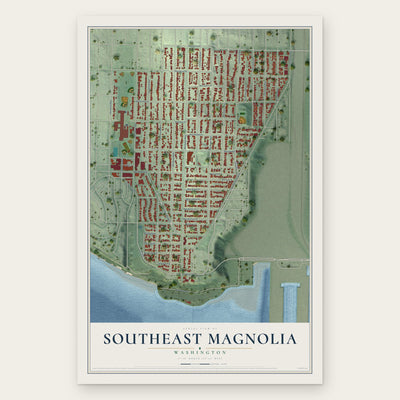 Southeast Magnolia, Washington map print, the full design