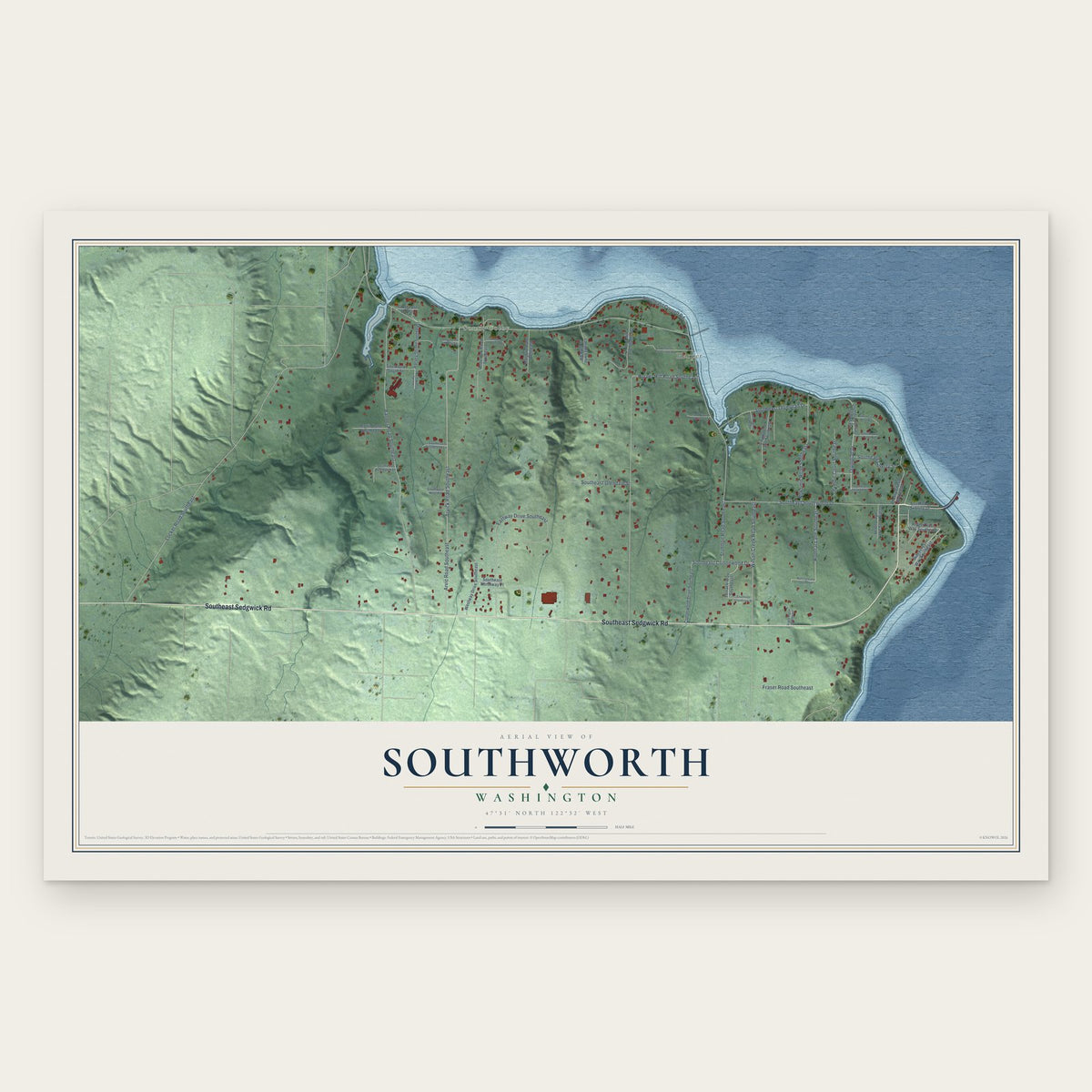 Southworth, Washington map print, the full design