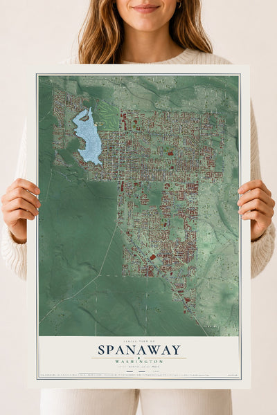 Map of Spanaway, Washington, 18 x 24 inch unframed archival matte print
