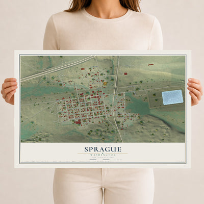 Map of Sprague, Washington, 12 x 18 inch unframed archival matte print