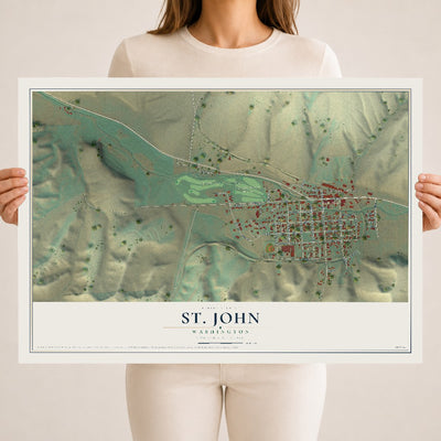 Map of St. John, Washington, 18 x 24 inch unframed archival matte print