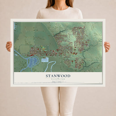 Map of Stanwood, Washington, 24 x 36 inch unframed archival matte print