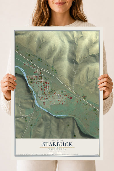 Map of Starbuck, Washington, 18 x 24 inch unframed archival matte print