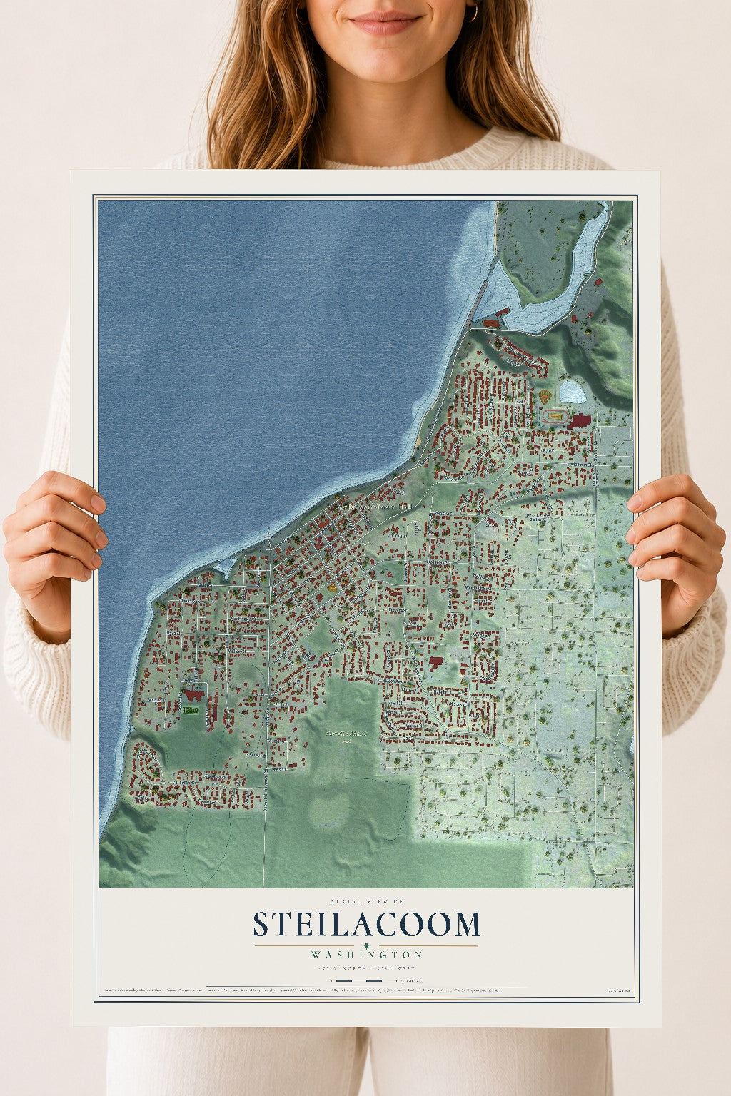 Map of Steilacoom, Washington, 18 x 24 inch unframed archival matte print
