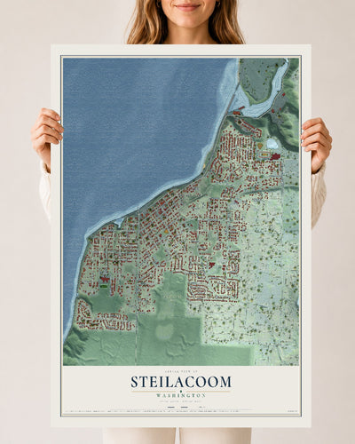 Map of Steilacoom, Washington, 24 x 36 inch unframed archival matte print