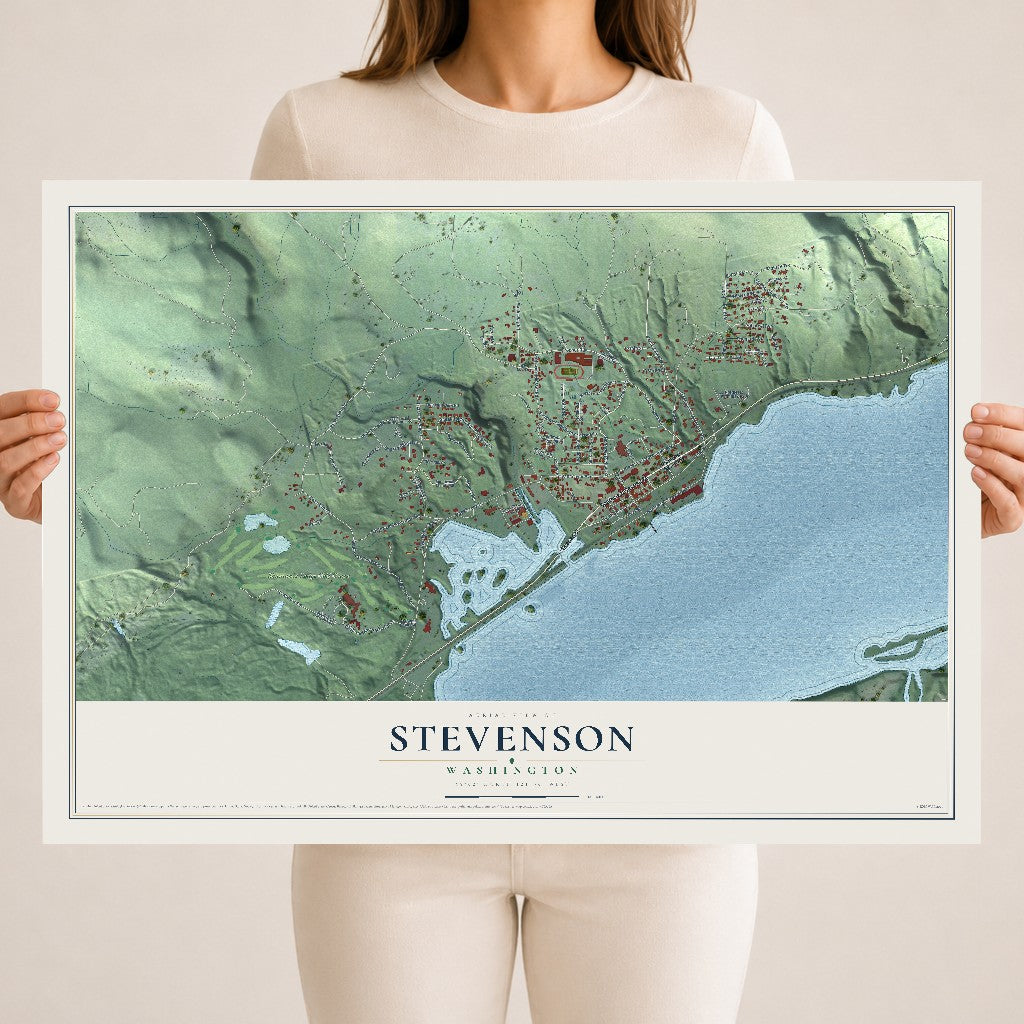 Map of Stevenson, Washington, 18 x 24 inch unframed archival matte print