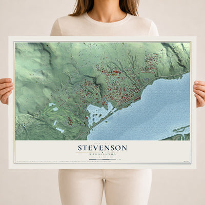 Map of Stevenson, Washington, 18 x 24 inch unframed archival matte print