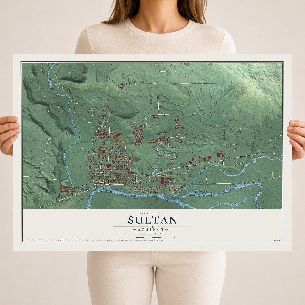 Map of Sultan, Washington, 18 x 24 inch unframed archival matte print